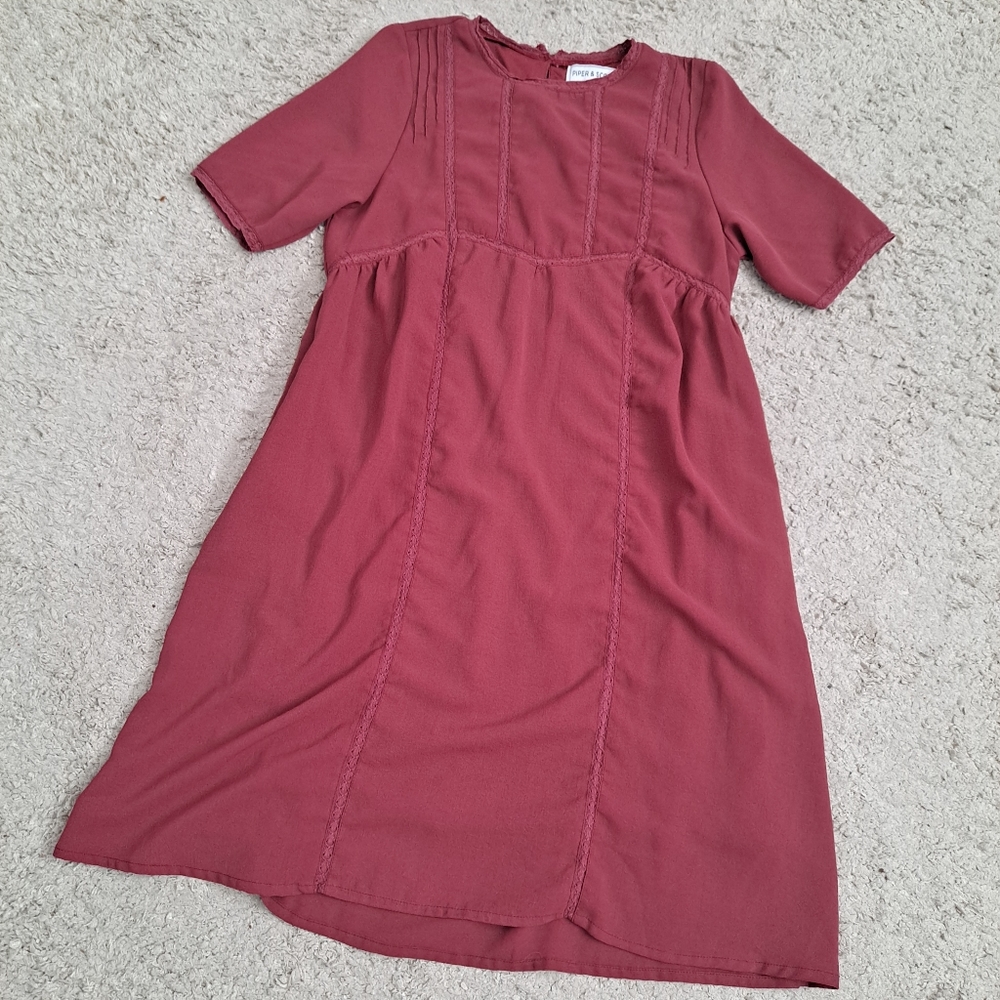 Piper & Scoot Rust Lace Lattice Dress